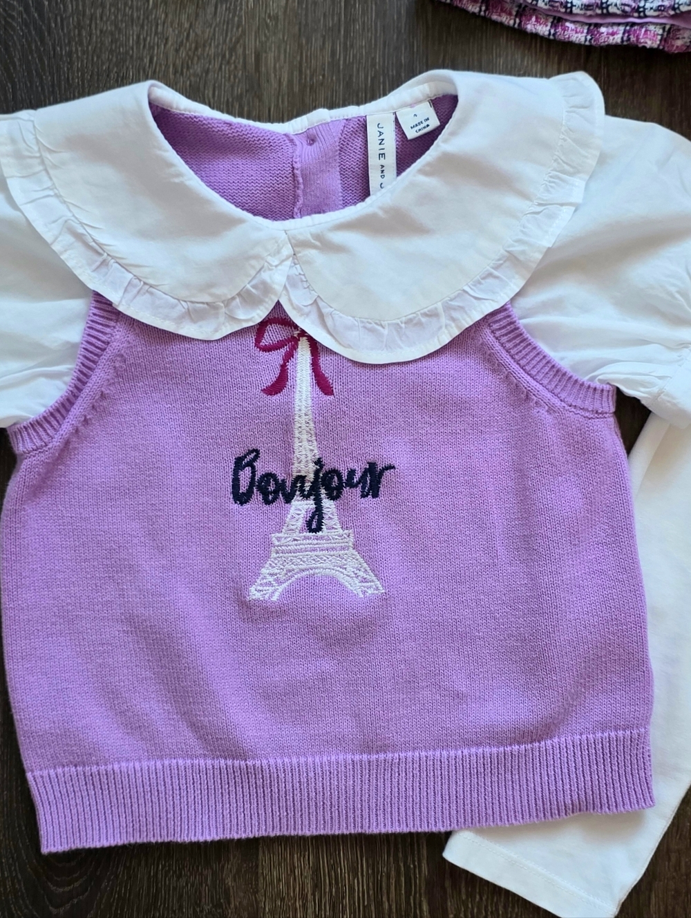 Janie & Jack lilac boucle Paris 6-pc outfit set - Picture 9 of 16